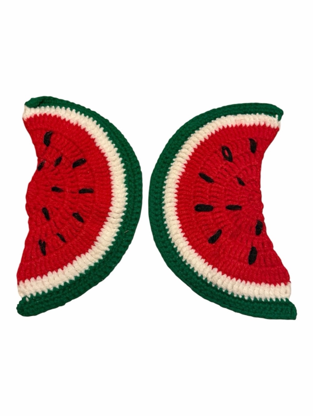 Vintage Handmade Knit Watermelon Pot Holders Handcrafted Grandmacore